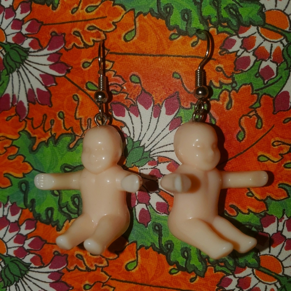 Homemade king cake baby earrings